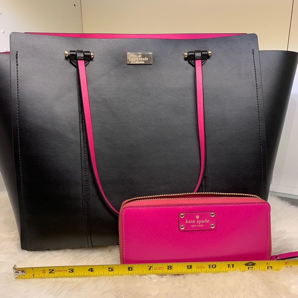 Kate Spade Black and Pink Tote PLUS Leather wallet